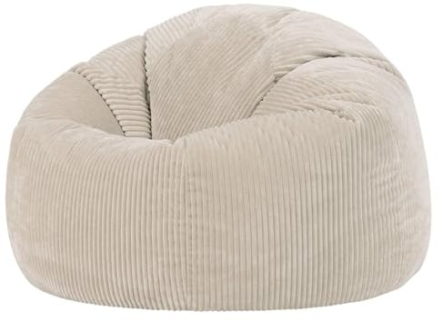 Icon Kingston Sitzsack Cord, Beige, Sitzsack Erwachsene mit Füllung, Bean Bag, Cord Sessel, Lounge Sessel, Lounge Stuhl, Schlafzimmer, Wohnzimmer, Wohnzimmer Möbel