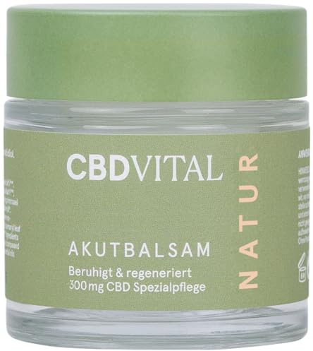 CBD Akutbalsam | Beruhigende Hanfcreme für juckende & gereizte Haut | Naturkosmetik | 300mg Cannabidiol | Hochdosierte Hanf-Salbe - ideal auch als Tattoo Creme | Mit Ringelblume & CBD-Öl | CBDVITAL