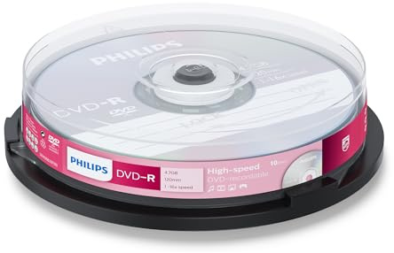 Philips DVD-R Rohlinge High-Speed (4.7 GB /120 Minuten Video, 1-16x Speed, 10er Spindel)
