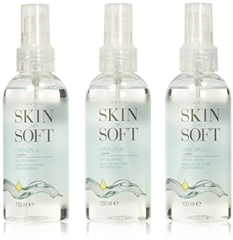 Avon Skin So Soft Original Trocken-Öl Bodyspray mit Jojoba- und Citronella, 3*150 ml