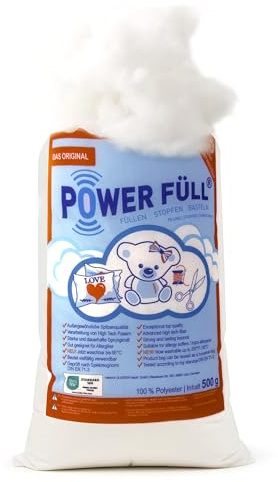 Füllwatte Power Füll, 1 kg Polyester-Füllwatte, für Kissen, Kuscheltiere und Sitzkissen, spielzeugsicher, Öko-Tex-Standard zertifiziert, waschbar, trocknerbeständig