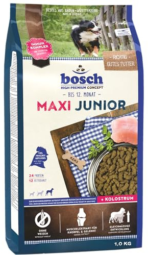 Bosch HPC Maxi Junior Hundefutter trocken, 15 kg | Futter für Welpen und junge Hunde großer Rassen, weizenfreie Rezeptur, enthält Kolostrum, 12 % Fettgehalt