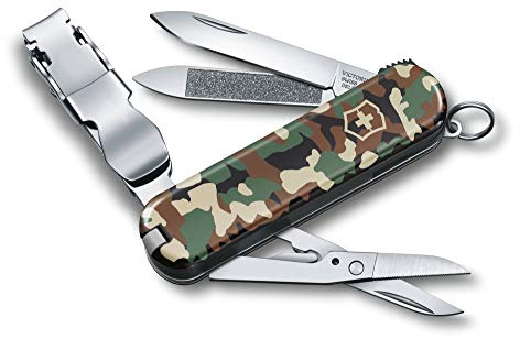 Victorinox Schweizer Taschenmesser, Nail Clip 580, Multitool, Maniküre, Pediküre, 8 Funktionen, Kleine Klinge, Nagelfeile, Nagelreiniger, Camouflage