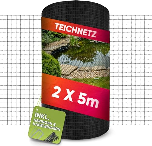 Teichnetz feinmaschig 2 x 5 m, Vogelschutznetz, Vogelnetz, UV-beständig | Schutznetz für Teich und Garten, Hühnernetz, Balkonnetz, Taubennetz, Laubnetz und Volierennetz, witterungsbeständig