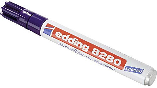 edding 8280 Securitas UV Marker - farblos - 1 Stift - Rundspitze 1,5-3 mm - Schwarzlichtmarker - zum versteckten Markieren von fast allen Materialien- unsichtbares Schreiben, Geheimstift, Geocaching