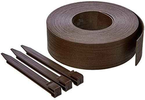 Amazon Basics Raseneinfassung mit 10 Pfählen, 8 cm/3 Zoll x 12 m/40 Fuß, Braun