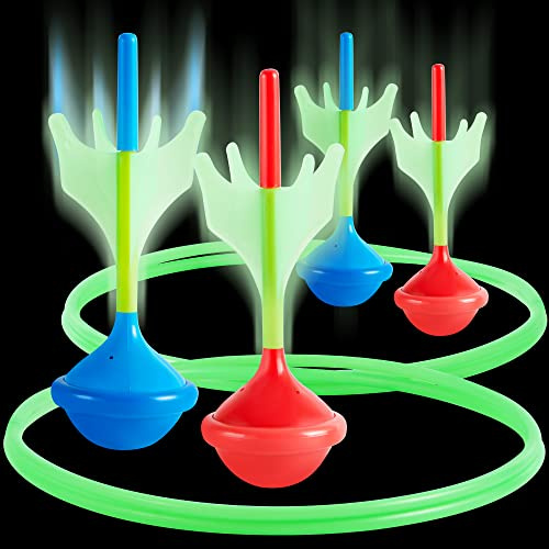 JOYIN Rasen-Dart-Spielset für Kinder und Erwachsene – Im Dunkeln leuchtende Outdoor-Spiele, Rasenspiele für Erwachsene und die Familie, Rasen-Dart-Set mit weicher Spitze für Kinde