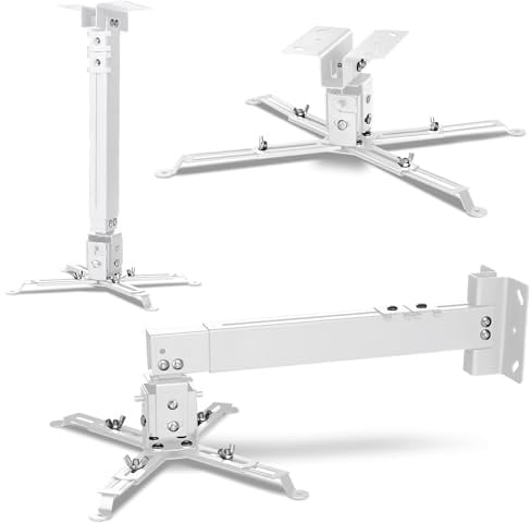 Overmax Ceiling Mount Projektorhalterung bis zu 20 kg, verstellbare Länge 25 Grad Winkelverstellung, Hergestellt aus Stahl, Wand- und Deckenmontage, leichte und stabile Konstruktion