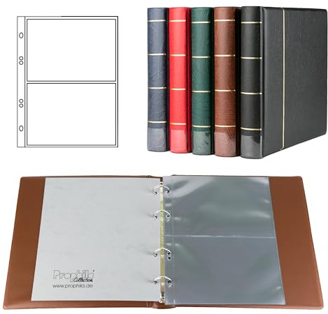 Prophila Collection Postkarten-Album (braun) mit 20 Hüllen für 40 Postkarten