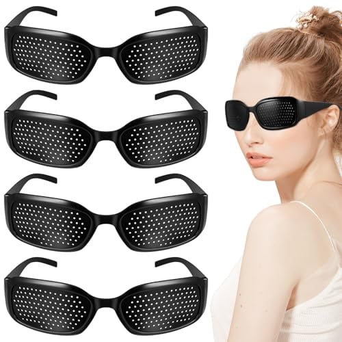 4 Stück Rasterbrille Augentraining, Brille Lochbrille für Augentraining, Pinhole Brille gegen Kurzsichtigkeit & Augenmüdigkeit der AugenLochbrille für Original,Gitterbrille Augenentspannung im Augen