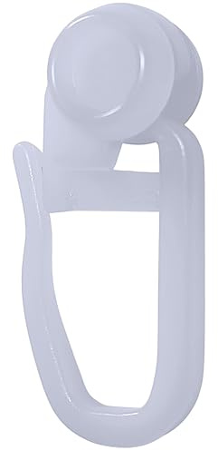 Raum² 100 Gardinenröllchen 8mm, Gardinenhaken, Gardinenringe Universal, Gardinengleiter, 8mm Rolle mit Faltenhaken in weiß, für Gardinenschiene, Gardinenleiste (100 Stück)