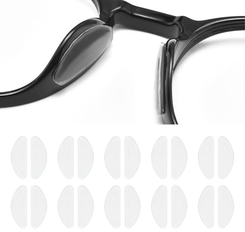 KMKANPO 10 Paar 1mm Silikon Nasenpads Antirutsch Brillenpads, Selbstklebend, Für Brillen Und Sonnenbrillen(Transparent)
