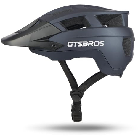 GTSBROS Mountainbike Fahrradhelm mit Visier Leicht für Damen Herren- Doppelte Inmould Technologie MTB Helm Erwachsene (Marineblau)