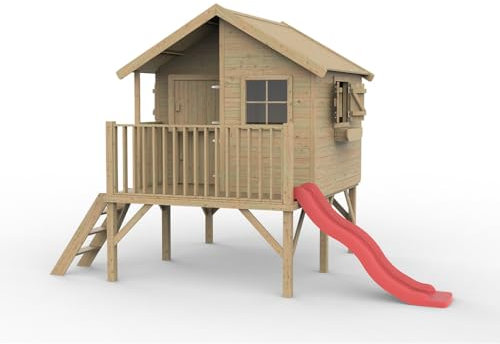 Prestige Garden Stelzenhaus Brüssel KDI | 174x226x250 cm | Kesseldruckimprägniert | Mit Veranda, Fußboden & 3 Fenstern | 80 cm Podesthöhe | Kinder Spielhaus
