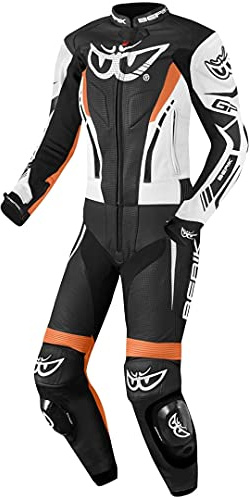 Berik Monza Damen 2-Teiler Motorrad Lederkombi, schwarz/weiß/orange, 38