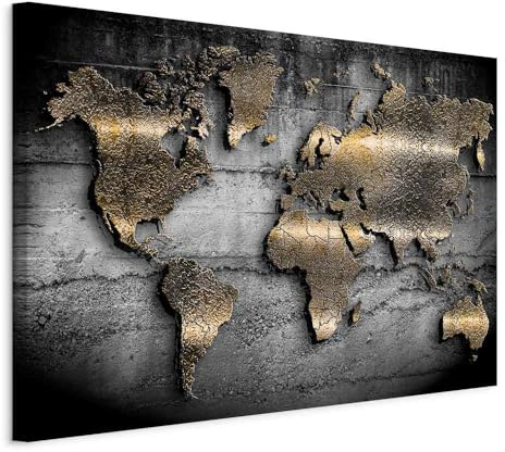 B&D XXL - Akustikbild Kontinente Textur Schwarz, 120x80 cm, 1-teilig, Büro | Verbessert Raumakustik, reduziert Hall, ideal fürs Büro oder Wohnzimmer, hochwertige Verarbeitung, schnelle Montage, stilvoll