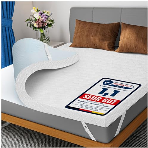 DOPEDIO 7,5cm Gel Memory Foam Matratzen Topper Weiche Matratzenauflage mit Öko-TEX® 100 Zertifizierung, Waschbarer Bezug für Boxspringbett und Schlafsofa (180x200cm, Weiß)