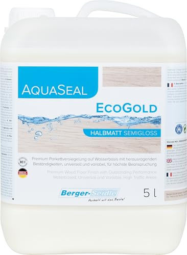 Berger-Seidle | AquaSeal EcoGold | 1K Parkettlack | wasserbasierter Parkettsiegel | umweltschonend | halbmatt (5 Liter)
