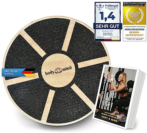 Balance-Board Deluxe Wackelbrett für Physio-Therapie-Kreisel-Training; Trainiert Gleichgewicht & Koordination mit kostenlosem E-BOOK