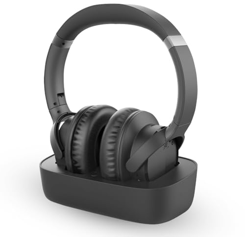 Avantree Ensemble – Funkkopfhörer Kabellos für TV, 35Std. Spielzeit Bluetooth Kopfhörer mit Ladestation & Sender für Senioren, Kompatibel mit Fernseher mit Optischem, AUX oder Bluetooth-Audioausgang