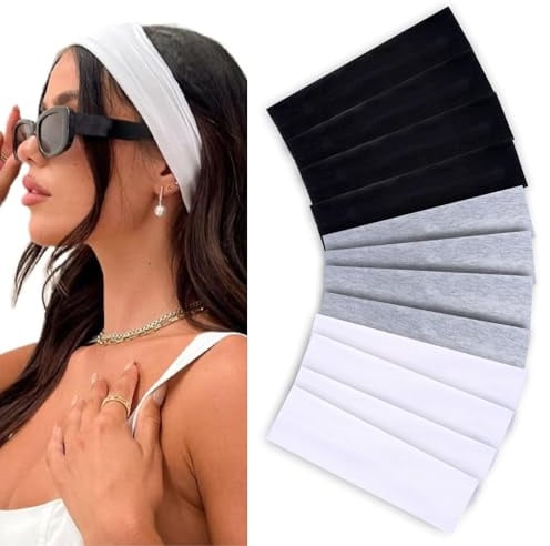 JOISHOP 12 Stück Stirnbänder Damen, 11 Farben Haarbänder Damen Elastisch Headband Fitness Gym Haarschmuck für Frauen Herren Yoga,Gehen,Laufen,Radfahren