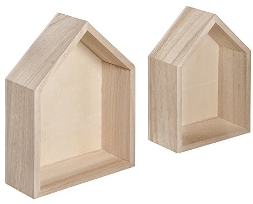 Rayher Holz Rahmen Häuser, Größen 14 x 10 x 4 cm und 12,5 x 8,5 x 4 cm, FSC Mix Credit, 62696000