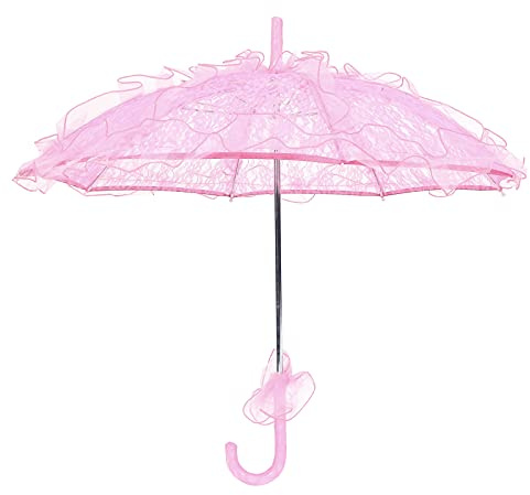 Alvinlite Hochzeit Spitze Sonnenschirm Vintage Regenschirm Braut Spitze Sonnenschirm Kostüm für Hochzeit Tanz Fotografie Prop(Rosa)