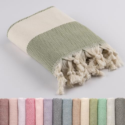 LUCIDUS XXL Hamamtuch 100x200cm - Premium Strandtuch 100% Türkische Baumwolle - Schnelltrocknend & Sandfrei - Extra Großes Saunatuch & Picknickdecke - Leicht für Reise & Yoga (Salbeigrün)