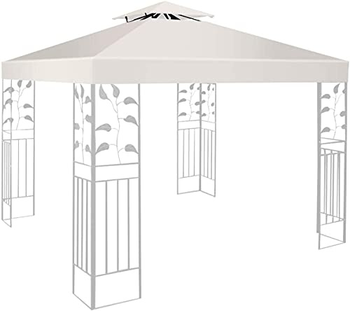 RELAX4LIFE Pavillondach Ersatzdach 3 x 3 m, Dach für Pavillion, Pavillonplane Wasserabweisend, Dachplane Kaminabzug, Doppeldach für Garten, Ersatzbezug Pavillonabdeckung, Partyzelt Plane (Beige)
