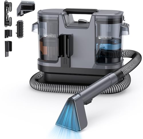 Lubluelu Nasssauger Polsterreiniger Gerät, 600 W - 18 kPa Teppichreiniger Waschsauger, tragbares Teppich-Reinigungsgerät mit Selbstreinigung und langem Schlauch für Teppiche, Sofas & Auto-Innenräume