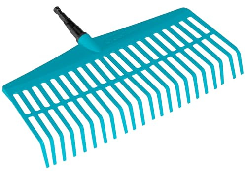 Gardena combisystem-Rechenbesen: Handlicher Zinkenbesen zum Zusammenfegen von Laub und Grasschnitt, mit robusten Kunststoffzinken, Arbeitsbreite 43 cm (3101-20)