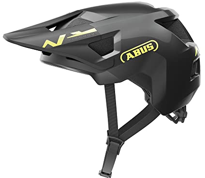 ABUS MTB-Helm YouDrop - Fahrradhelm für Kinder und Jugendliche - für den Alltag oder Touren im Gelände - mit Platz für einen Zopf - Schwarz Glänzend, Größe S