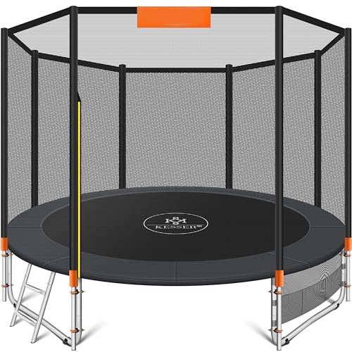 KESSER® Trampolin Outdoor Ø427cm Gartentrampolin Kinder Trampolin Komplettset + Sicherheitsnetz, Leiter & Familien Trampolin für Garten + Seitentasche & Montageset, belastbar bis 150kg