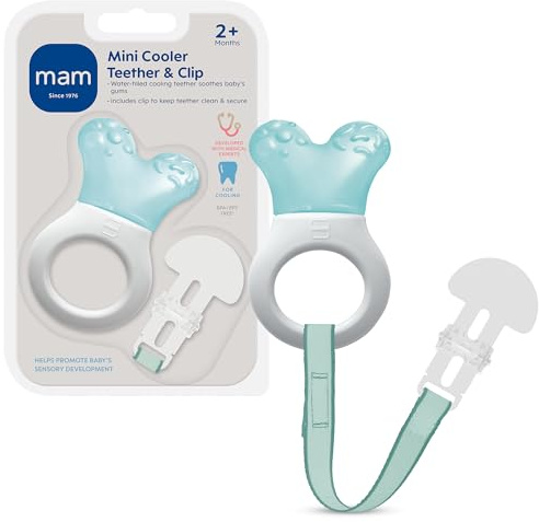 MAM Mini Teething Cooler and Clip, Blue, 2 Plus Months by MAM