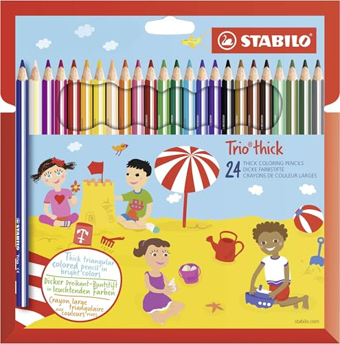 STABILO Trio Thick – Dreieckiger Farbstift | 24er Pack, Sortierte Farben