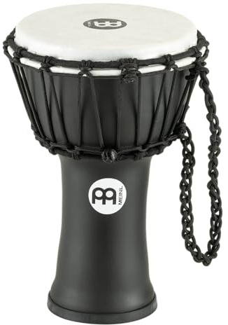 Meinl Percussion JRD Djembe Musikinstrument - Sehr kleine Handtrommel - Reiseinstrument - Durchmesser 7 Zoll - Kunststoff, Schwarz (JRD-BK)