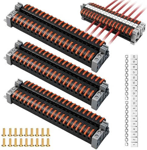 techextra Reihenklemmen Hutschiene 60 Stk | Verbindungsklemmen | Durchgangsklemme Hutschiene 0,08–4 mm² PCT-211| Lüsterklemmen Steckbar | klemmen elektro für schnelle Verkabelung