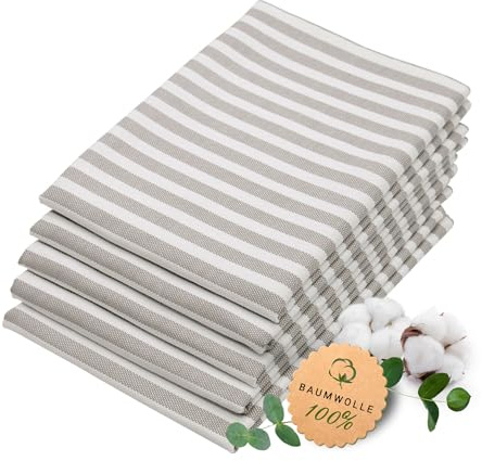 ZOLLNER 5er Set Geschirrtücher Baumwolle in 50x70 cm - saugstarke und langlebige Küchentücher - waschbar bis 60°C – in grau gestreift- Gastronomiequalität - Oeko Tex® Zertifiziert