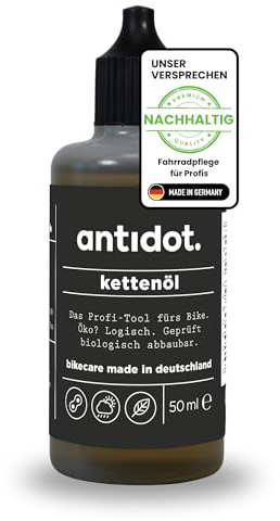 antidot. kettenöl, Tropfflasche 50ml, Testsieger, biologisch abbaubar, reduziert Reibung, schützt vor Verschleiß, für alle Fahrräder und E-Bikes, bikecare - made in Deutschland