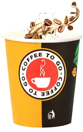 Inoverse Pappbecher 200 ml, 1000 Stück, Kaffeebecher to Go, Einwegbecher | Ø 80 mm 8 oz, Papierbecher 0,2 liter, Trinkbecher, für Kaffee und Tee, für Kiosk, Büro, Café, Gastronomie und Veranstaltungen