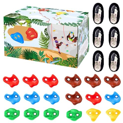 Anulely Kletterhalter für Kinder, 18-fache Kletterausrüstung, Kletterhalter, Indoor-Kletterwand, Spielplatzzubehör, Kletterwand für Kinder im Freien