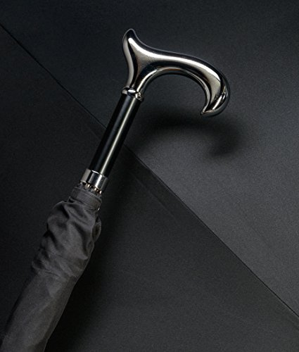 Stützschirm GENTLEMAN Schirm klassisch schwarz, Derbygriff verchromt edel, Gesamtlänge 92 cm