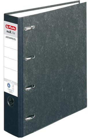 Herlitz Doppelordner maX.File Nature A4 sw 7cm 2xA5 quer Ablage sk Rückenschild (1, Pappe)