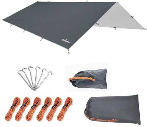 Unigear Tarp Rain Fly Regenschutzplane, Zelttuch, wasserdicht, Wanderschuppen, faltbar, leicht, wasserdicht, für Camping und Schutz gegen Regen, Schnee und Sonne