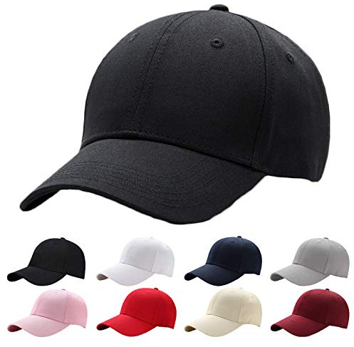 Baseball Cap Herren Damen，Unisex Kappe Verstellbar Reine Farbe Baseboard Baseballkappe Mütze，schwarz