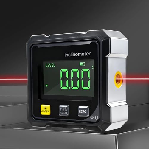 Digitaler Winkelmesser mit elektronischem 4-seitigem starkem magnetischem Winkelmesser, Digitale Wasserwaage mit LED-Anzeige,Digitaler Winkelmesser Magnetisch für Arbeiten, BAU und Wasserwaagenboxen