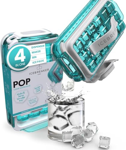 ICEBREAKER POP 2.0 Eiswürfelform - Eis herstellen und servieren, ohne das Eis zu berühren - Der Hygieneeisbehälter für den Tiefkühler - Silikonbehälter mit Deckel - Eiswürfelbereiter mit 18 Eiswürfeln