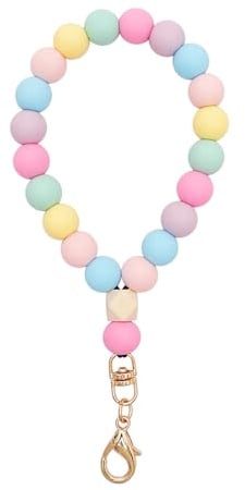 MORSUNBELA Handykette Perlen universal Handgelenk Handyband Regenbogen | Universelle Handykette mit Perlen fürs Handgelenk Handyband, Handschlaufe und Schlüsselanhänger für Alltag und unterwegs