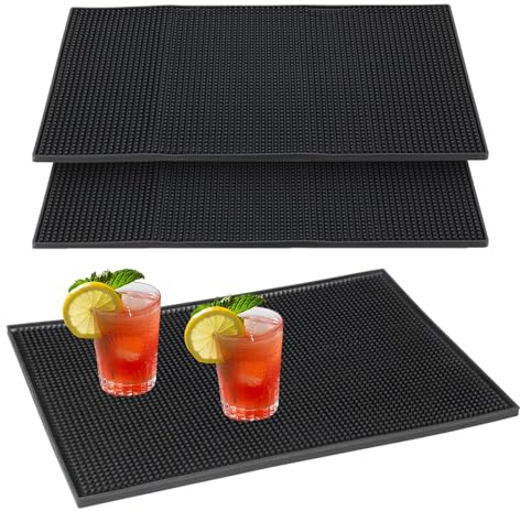 HEIYUET 3 Stück 45 x 30 cm Barmatte Silikon Schwarz, rutschfest Gummi Abtropfmatte Barmatte mit Noppen, Bar Service Matte für Küche, Cafés, Restaurants