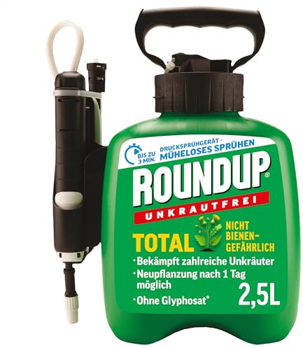 Roundup Unkrautfrei TOTAL Drucksprühsystem, 2,5 L anwendungsfertig zur effektiven Unkrautbekämpfung für Garten und Hof, biologisch abbaubar
